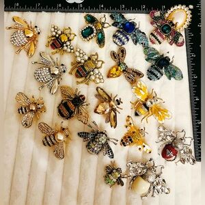 Vintage Style Honey Bee Brooch Lot 20 Crystal Rhinestone Enamel Insect Jewelry